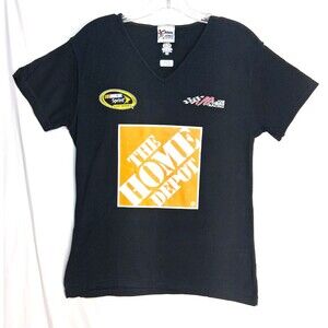 Tony Stewart V-neck T-Shirt Womens M Black Stretch Nascar Chase Sports Graphics